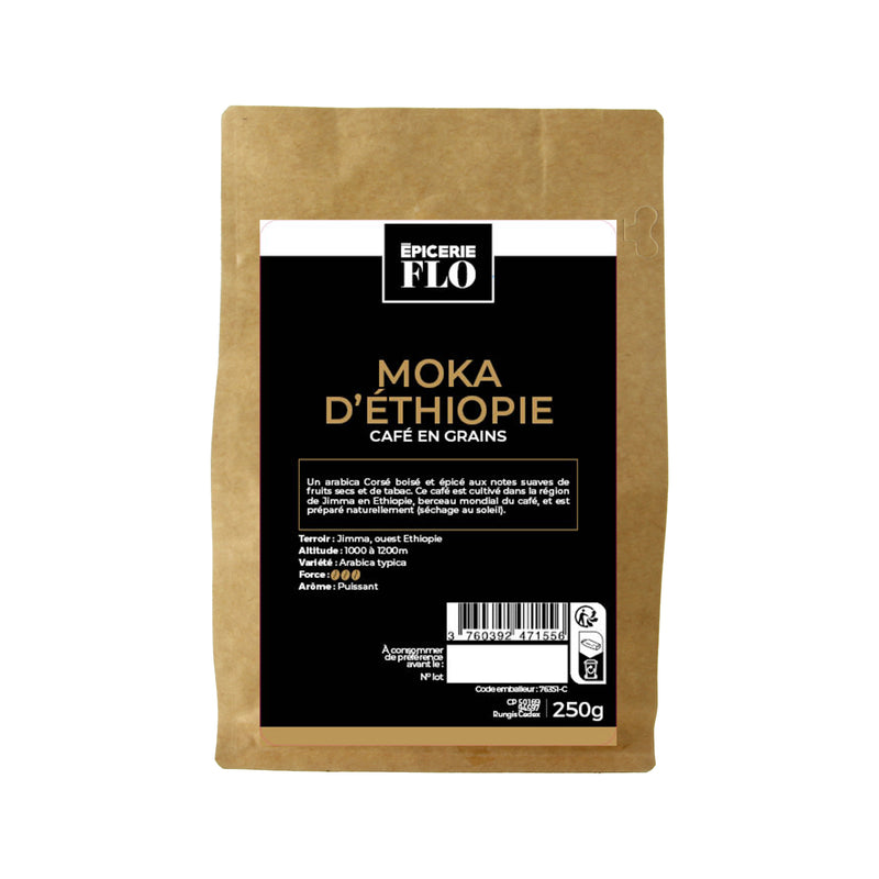 Café pure origine : moka d'Ethiopie en grains  - 250g