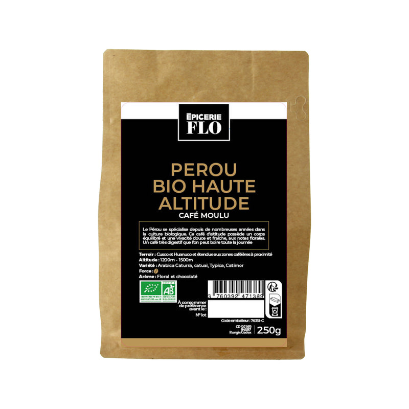 Café pure origine : Pérou bio moulu  - 250g