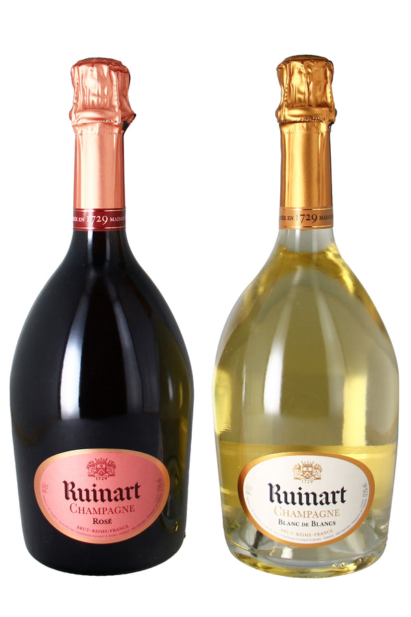 Champagne coffret bois Blanc de Blancs et Rosé Ruinart 2 bouteilles - 75cl