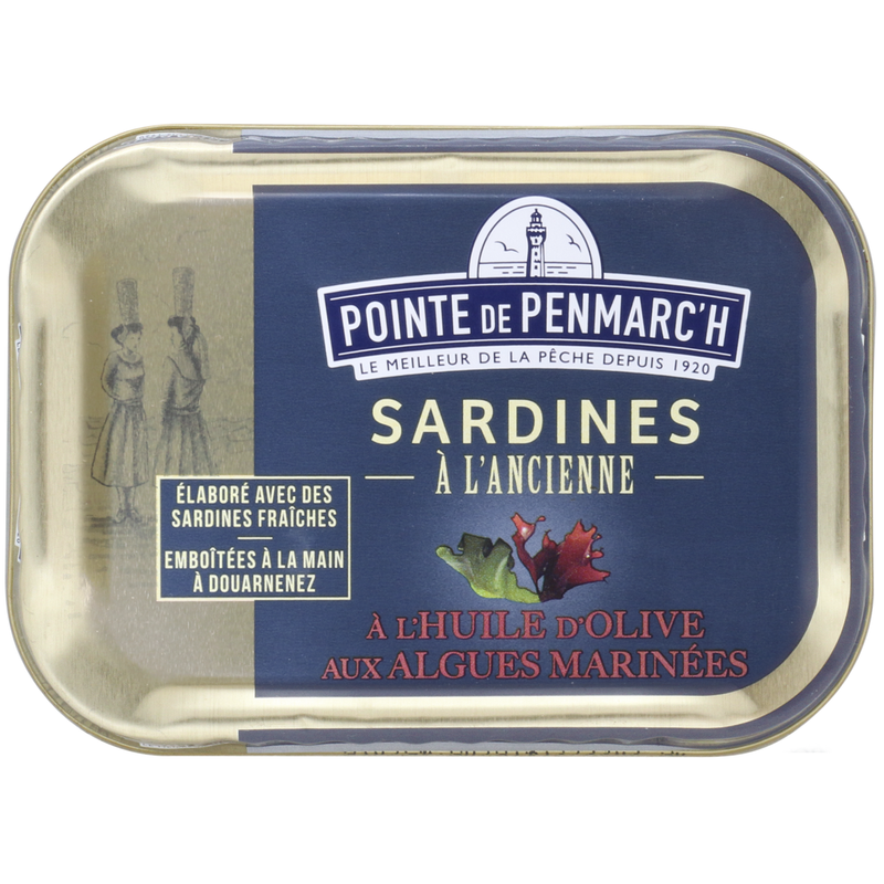 Sardines à l'ancienne à l'huile d'olive et aux algues marinées - 115g