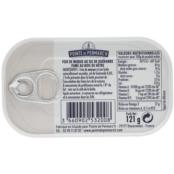 Foie de morue fumé au bois de hêtre - 121g